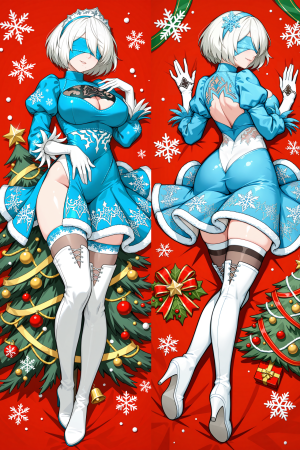 Дакимакура 2B Новый Год Снегурочка
